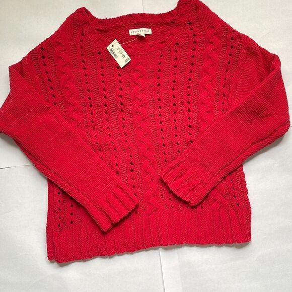Aeropostale‎ Chunky Knit Sweater Crewneck Size Small Red New - Picture 1 of 4